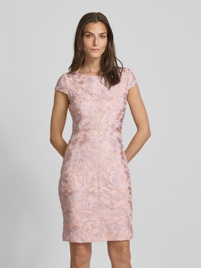 Christian Berg Cocktail Knielanges Cocktailkleid mit Allover-Stitchings Rose Melange 4