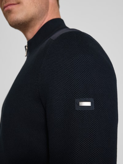 bugatti Gebreid vest met opstaande kraag Marineblauw - 3