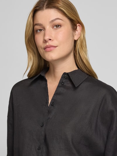 Drykorn Relaxed Fit Leinenbluse mit überschnittenen Schultern Black 3