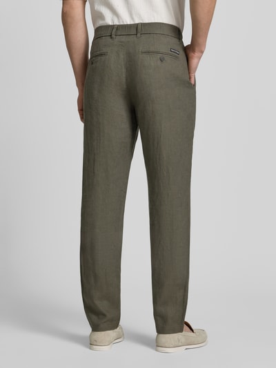 Marc O'Polo Linnen broek model 'OSBY JOGGER PLEATS' Donkerbruin - 5