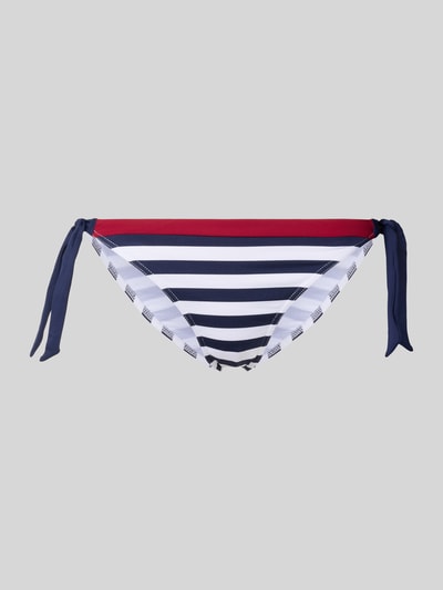Produktfoto, Bikinihose mit seitlicher Schnürung Modell 'SADIA NAVY' von Banana Moon, Material-Mix mit Stretch-Anteil, Allover-Look, körpernahe Passform