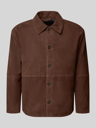 Selected Homme Regular Fit Lederjacke mit Umlegekragen Modell 'RORY' Dunkelbraun 2