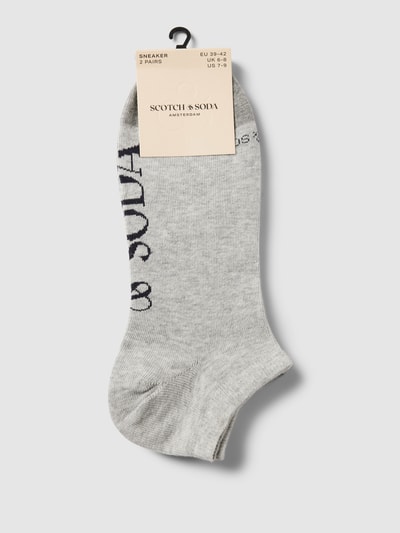 Scotch & Soda Sneakersocken mit Label-Detail im 2er-Pack Mittelgrau Melange 3