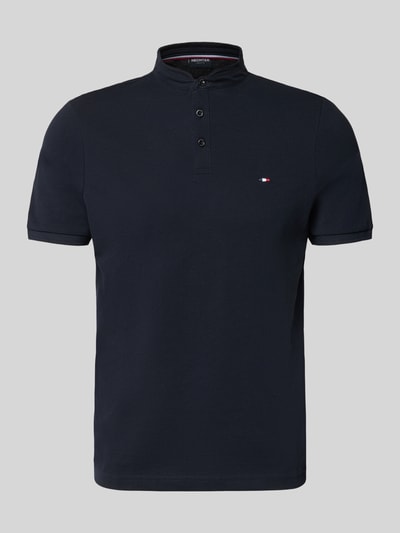 Productfoto, Regular Fit Poloshirt met opstaande kraag van HECHTER PARIS in donkerblauw, puur katoen, knoopsluiting, label-stitching, ruglengte maat M 67 cm