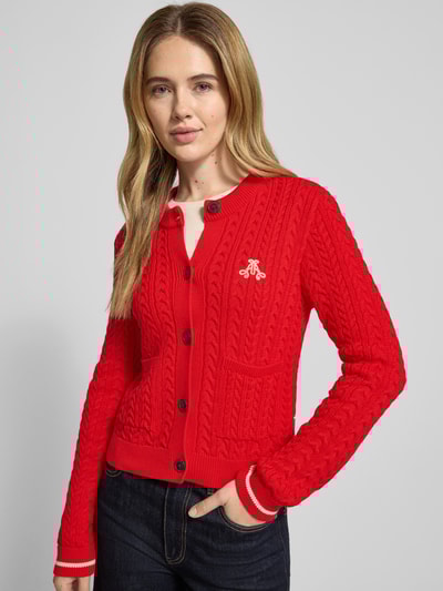 Armedangels Slim fit sweatjack van puur katoen, model 'JULIAANAS CABLE' Lichtrood - 3