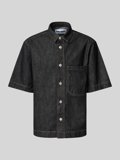 REVIEW Regular Fit Jeanshemd mit Brusttasche Black 2