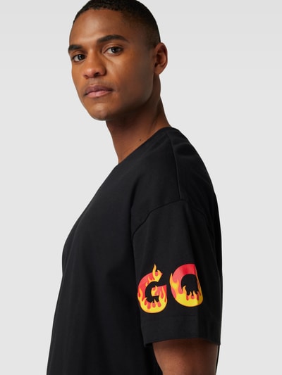 HUGO T-shirt z nadrukiem z logo Czarny 3