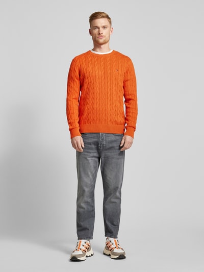 Tommy Hilfiger Gebreide pullover met kabelpatroon Oranje - 1