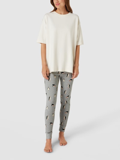 Jake*s Casual Pyjama-Hose mit Allover-Muster Silber Melange 1