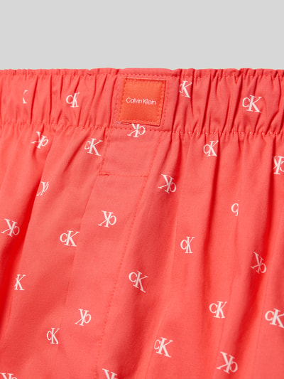 Productfoto, Boxershorts uit puur katoen in set van 3 van Calvin Klein Underwear, recht model, elastische band, labelpatch, rode stof met witte CK-logo’s