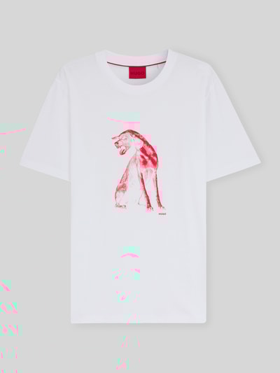 HUGO T-shirt o kroju regular fit z czystej bawełny Biały 2