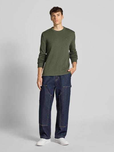 Tommy Jeans Slim Fit Pullover aus reiner Baumwolle Dunkelgruen 1