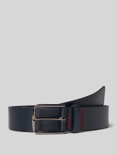 BOSS Leren riem met doornsluiting, model 'GERIK' Marineblauw - 1
