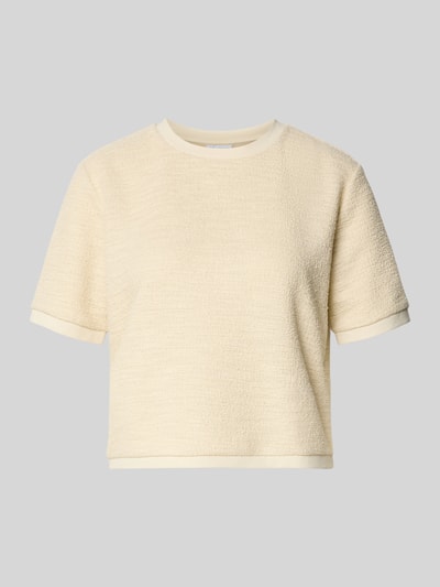 Produktfoto, T-Shirt in Frotte-Optik mit Rundhalsausschnitt van Jake*s Collection, crème, boxy fit, katoenmix, korte mouwen, zachte textuur
