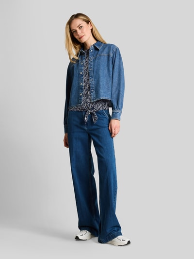 Tom Tailor Regular Fit T-Shirt aus Baumwoll-Mix mit Knotendetail Marine 1