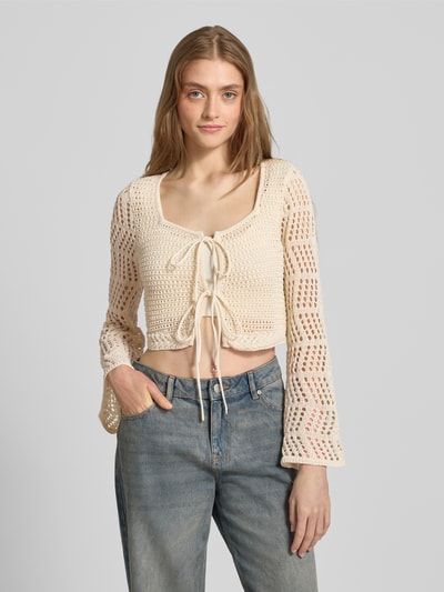 Noisy May Kort gebreid jack met vetersluiting, model 'GIANNA' Ecru - 4