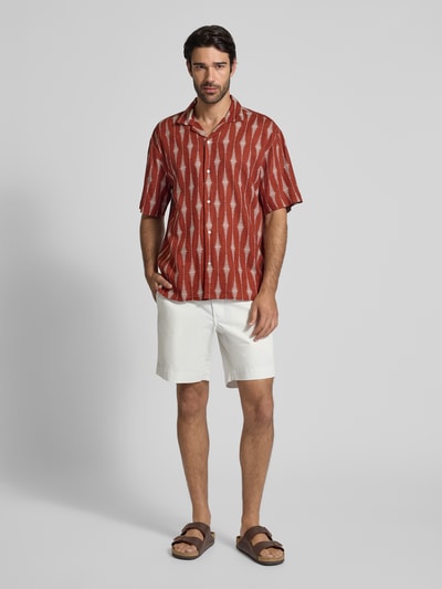 MCNEAL Vrijetijdsoverhemd van een mix van viscose en linnen Donkerrood - 1