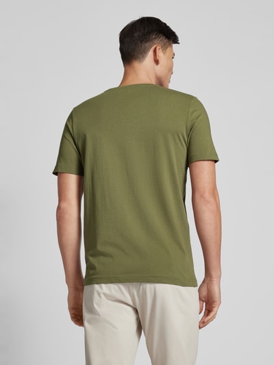 Fynch-Hatton T-Shirt mit Logo-Stitching Khaki Melange 5