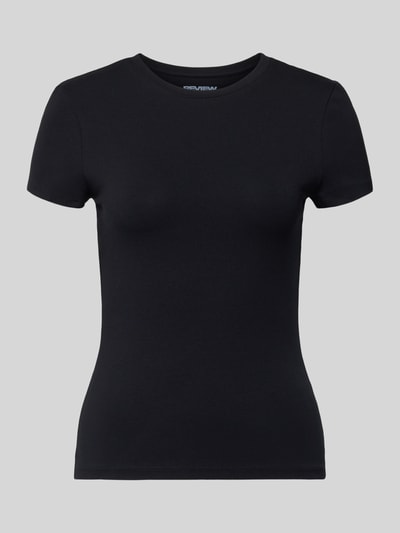 REVIEW T-shirt o kroju slim fit z mieszanki bawełny Czarny 2