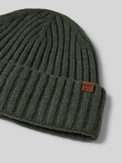 Barts Beanie met labeldetail, model 'WYON' Olijfgroen - 2