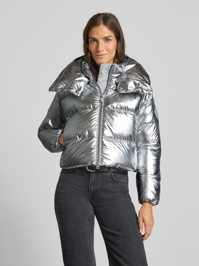 SAVE THE DUCK Kort gewatteerd jack met opstaande kraag, model 'GISELLE' Zilver - 4