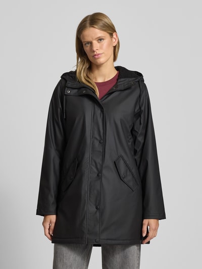 Only Regular fit regenjack met capuchon, model 'SALLY' Zwart - 4