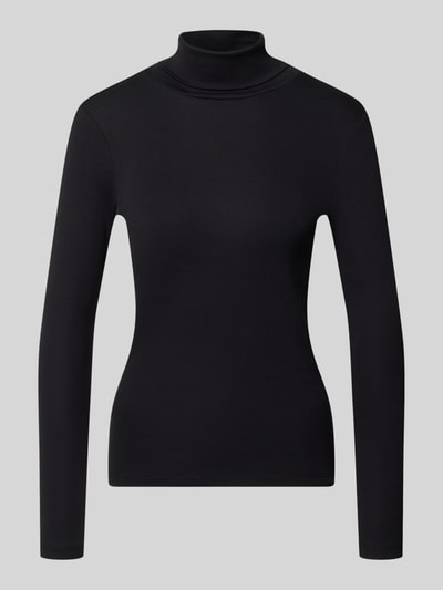 Produktfoto, Regular Fit Langarmshirt aus reiner Baumwolle von s.Oliver RED LABEL in einfarbigem Schwarz, glatte Textur, figurbetonte Form
