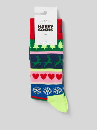 Happy Socks Skarpety z wyhaftowanymi motywami model ‘Christmas Stripe’ Jasnoczerwony 3