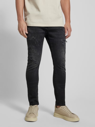 ELIAS RUMELIS Slim fit jeans in 5-pocketmodel, model 'Noel' Zwart - 4