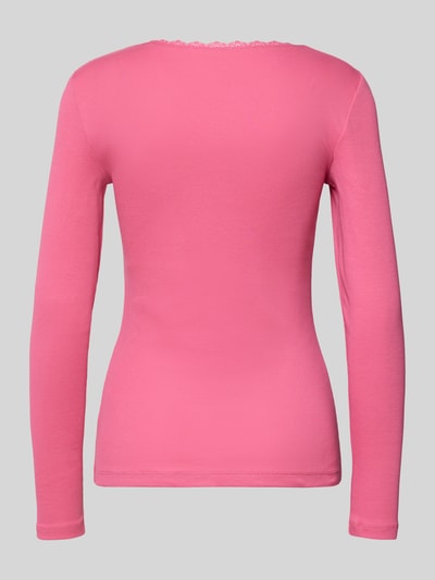 Christian Berg Woman Slim fit shirt met lange mouwen en kant Felroze - 3