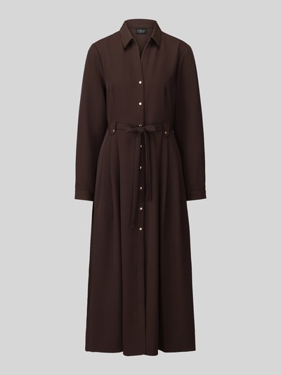 s.Oliver BLACK LABEL Midi-jurk met strikceintuur Donkerbruin - 2