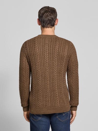 Jack & Jones Premium Strickpullover mit gerippten Abschlüssen Modell 'BLUSEAN' Mittelbraun 5