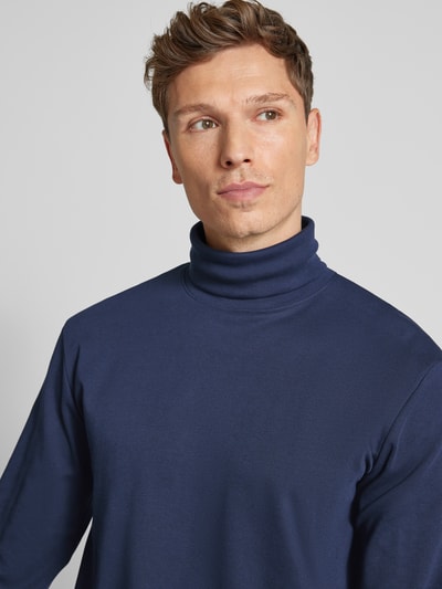 Tom Tailor Regular Fit  Langarmshirt aus Baumwoll-Mix mit Rollkragen  Marine 3