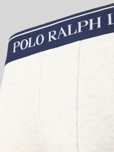 Produktfoto, Trunks aus Baumwoll-Mix im 3er-Pack von Polo Ralph Lauren Underwear in Creme mit dunkelblauem Bund, feine Stoffstruktur