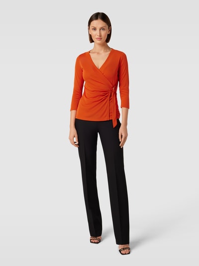 Lauren Ralph Lauren T-Shirt mit 3/4-Arm in Wickel-Optik Orange 1