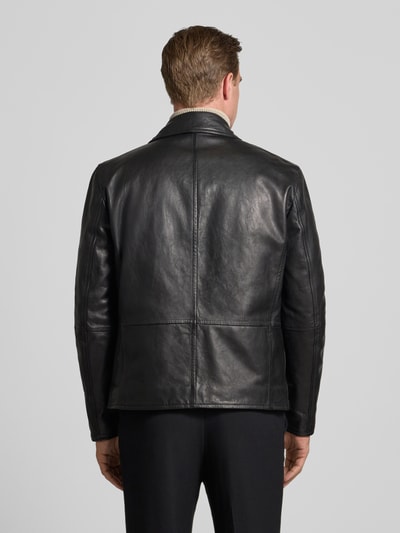 Strellson Regular fit leren jack van echt lamsnappa, model 'KELLAN' Zwart - 5