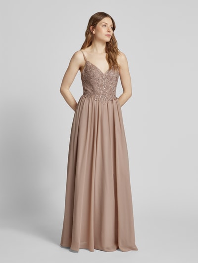 Laona Abendkleid mit V-Ausschnitt Beige 1