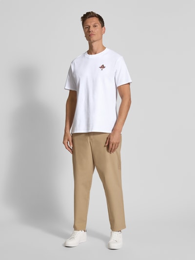 POMPEII BRAND T-Shirt mit Label-Print Weiss 1