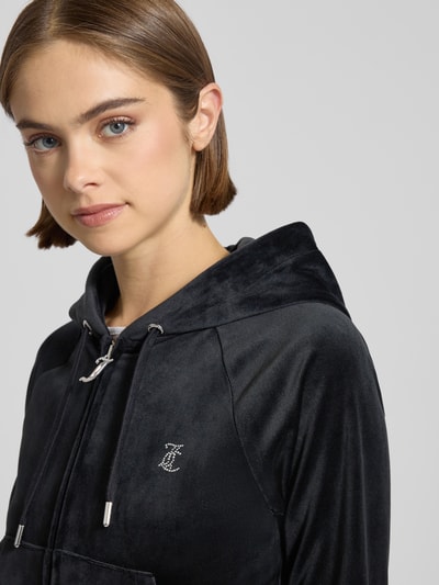 Juicy Couture Bluza rozpinana z obszyciem kamieniami stras model ‘MADISON’ Czarny 3