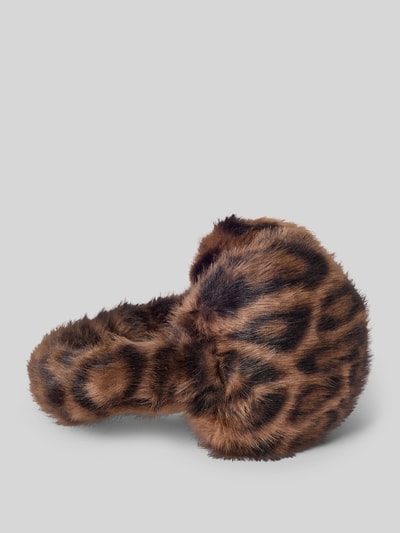 Produktfoto, nauszniki z nadrukiem w panterkę 'Big Fur' od Barts, brązowe odcienie, miękka faktura, damskie nauszniki.