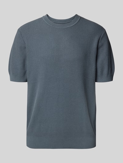 JAKE*S STUDIO MEN T-shirt met ribboorden, model 'CASPER' Rookblauw - 2