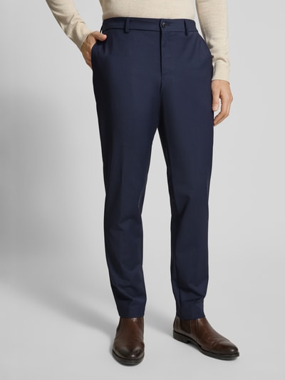 BOSS Slim fit pantalon van scheerwolmix, model 'GENIUS' Marineblauw - 4