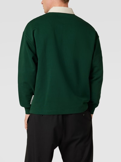 Marc O'Polo Oversized poloshirt met knoopsluiting, model 'Rugby' Flessengroen - 5