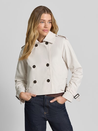monari Trench Jacke mit doppelreihiger Knopfleiste und Umlegekragen Ecru 4