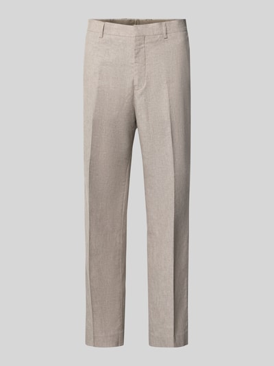 Produktfoto, Straight Fit Hose aus Leinen-Mix Modell 'Wesley' von Matinique in Beige mit Bügelfalten, Eingriff- und Gesäßtaschen, glatte Textur