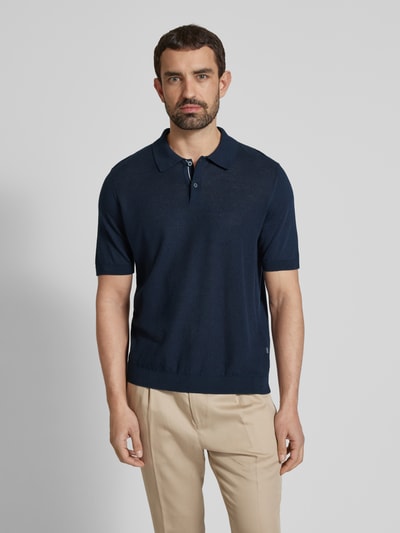 MAERZ Muenchen Poloshirt met ribboorden Oceaanblauw gemêleerd - 4