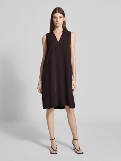 OPUS Knielange jurk van viscose, model 'Wika' Donkerbruin - 4