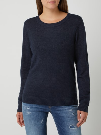 Vila Gebreide pullover met ronde hals, model 'Viril' Donkerblauw - 4