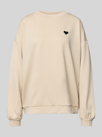 PIECES Relaxed fit Pullover met Hartvormige borduursel Model 'TALIA' Zand - 2