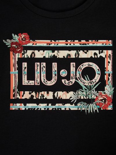 Liu Jo White T-shirt met logoprint en siersteentjes  Zwart - 4